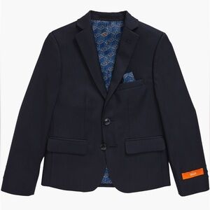 TALLIA Navy Blazer with Geometric Blue Lining